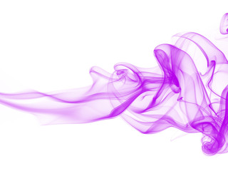 Movement of purple smoke abstract on white background