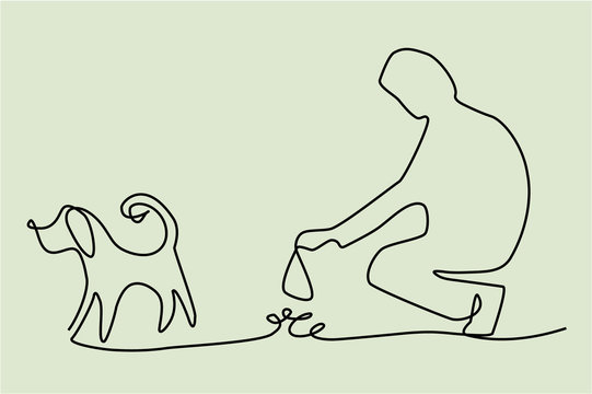 Clean up after your pet one line drawing