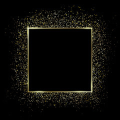 Gold square frame and Glitter. Glowing particles - 250819330