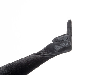 Mittelfinger in Samthandschuh