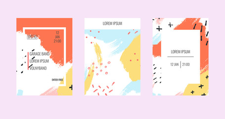 Naklejka premium Abstract vector layout background set. For art template design, list, front page, mockup brochure theme style, banner, idea, cover, booklet, print, flyer, book, blank.