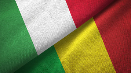 Italy and Mali two flags textile cloth, fabric texture