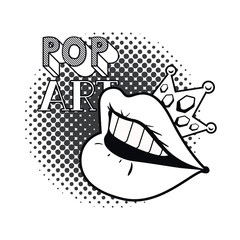female mouth pop art style isolated icon