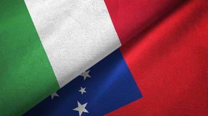 Italy and Samoa two flags textile cloth, fabric texture