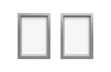 Blank photo frame on isolated white background, 3d illustration