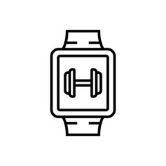 Obraz premium gym workout tracking smartwatch icon. smart watch with dumbbell symbol. simple monoline vector graphic.