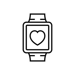 Obraz premium fitness tracking smartwatch icon. smart watch with heart symbol. simple monoline vector graphic.