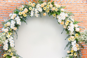 backdrop wedding flower arch decoration beautiful flowers bouqet white and yellow