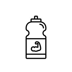 fitness energy drink icon. sport drink bottle with hand muscle illustration. simple monoline vector graphic.