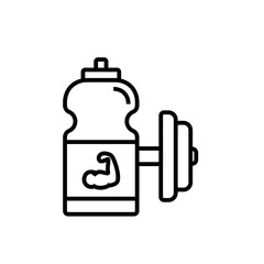 fitness energy drink icon. sport drink bottle with dumbell illustration. simple monoline vector graphic.