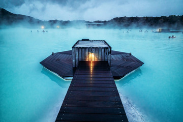 Geothermal Spa Blue Lagoon in Reykjavik, Iceland. - obrazy, fototapety, plakaty