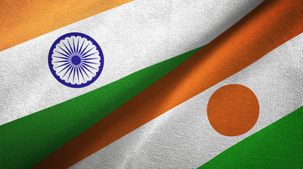 India and Niger two flags textile cloth, fabric texture
