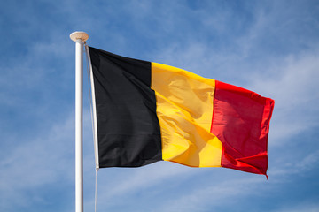Flag of Belgium waving on wind