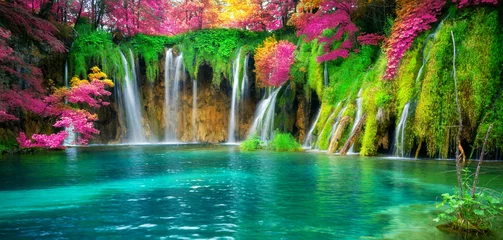 Peel and stick wall murals Landscape Waterfall landscape of Plitvice Lakes Croatia.
