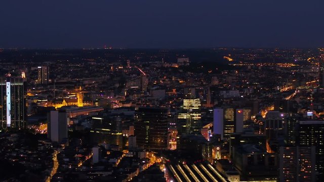 Aerial Belgium Brussels June 2018 Night 90mm Zoom 4K Inspire 2 Prores  Aerial video of Brussels Belgium downtown at night