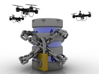 3d rendering Drone or helicam with database lock