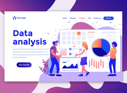 Landing page template of Data Analysis. Modern flat design concept of web page design for website and mobile website. Easy to edit and customize. Vector illustration