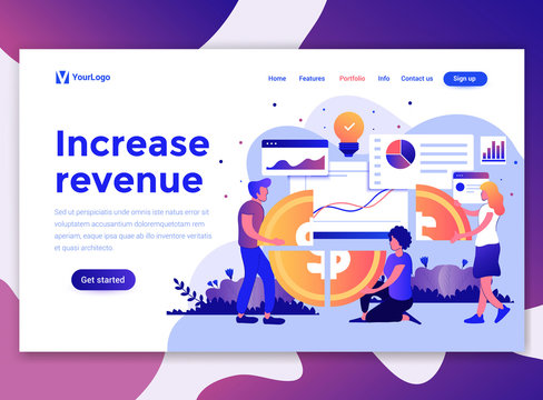 Landing page template of Increase revenue. Modern flat design concept of web page design for website and mobile website. Easy to edit and customize. Vector illustration
