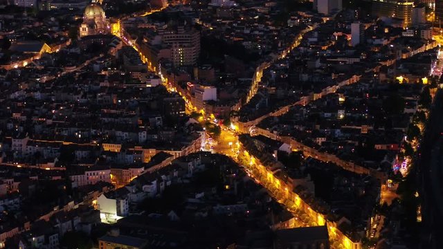 Aerial Belgium Brussels June 2018 Night 90mm Zoom 4K Inspire 2 Prores  Aerial video of Brussels Belgium downtown at night