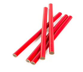rectangular flat red pencil isolated on white