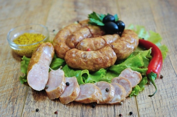 Sausage sausages and vegetables
