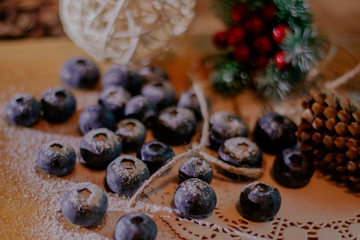 blueberries under powdered sugar