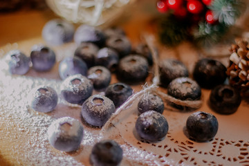 blueberries under powdered sugar