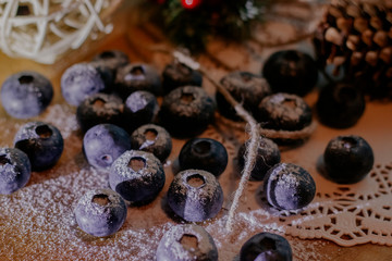blueberries under powdered sugar