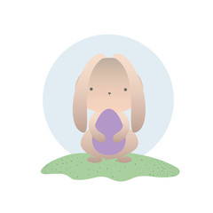 easter rabbit with egg isolated icon