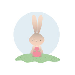 easter rabbit with egg isolated icon