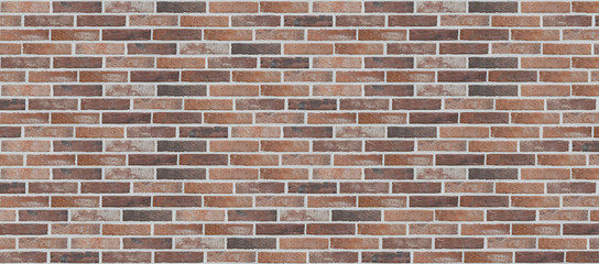 Long wide old dirty red brick wall texture background. Horizontal panoramic view.