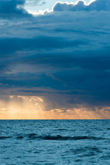 View of Mediterranean sea at sunset.