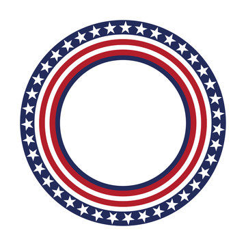 USA Star Vector Pattern Round Frame. American Patriotic Circle Border With Stars And Stripes Pattern.