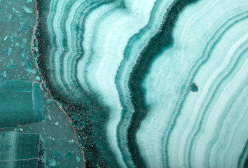 Fototapeta na wymiar macro of cyan malachite wave texture