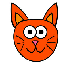Cartoon  doodle cat isolated on white background. Vector illustration.  
