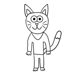 Cartoon  doodle cat isolated on white background. Vector illustration.  