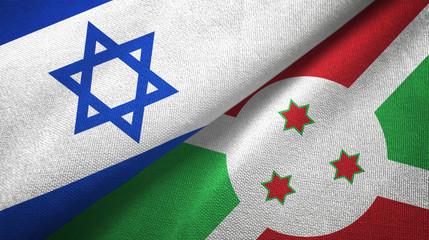 Israel and Burundi two flags textile cloth, fabric texture