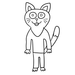 Cartoon  doodle cat isolated on white background. Vector illustration.  