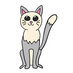 Cartoon  doodle cat isolated on white background. Vector illustration.  