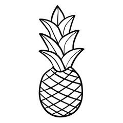 Pineapple isolated on white background. Cartoon pineapple. Vector illustration.  