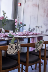 Wedding interior of the restaurant in the gentle colors