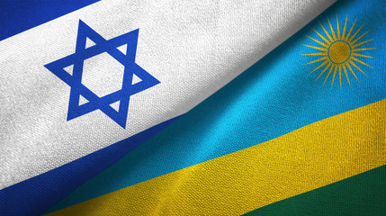Israel and Rwanda two flags textile cloth, fabric texture