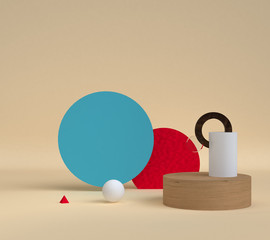 Minimalist geometrical abstract shpae. 3D render, trend poster, Illustration Background.