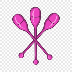Juggling clubs icon in cartoon style on a background for any web design 