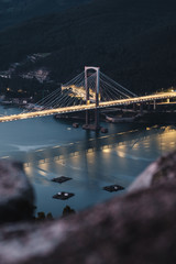 view of the Rande bridge and the estuary in Vigo, Galicia