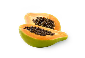 Ripe papaya isolated on white background