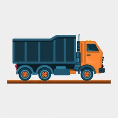 orange truck vehicle side view vector illustration