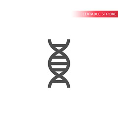 Dna simple black vector icon. Dna chain structure isolated line icon. Editable stroke.