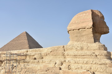 Length of Great Sphinx with Great Pyramid at Giza