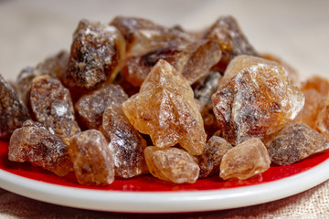 Crystals of candy sugar, traditional brown rock sugar originally from Isfachan, Iran